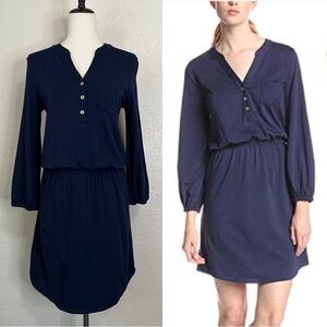 Lilly Pulitzer 100% Pima Cotton Navy Blue Long Sleeves Dress, Size XS